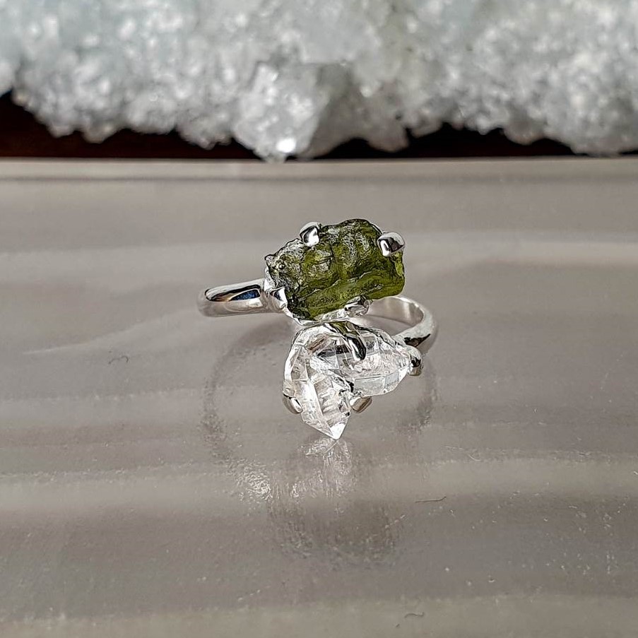 Moldavite wedding outlet ring